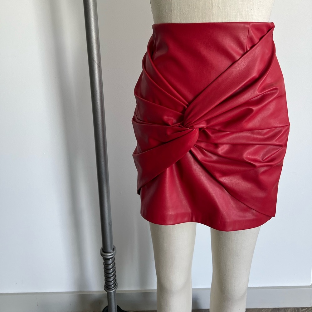 Pleather Knot Front Skirt